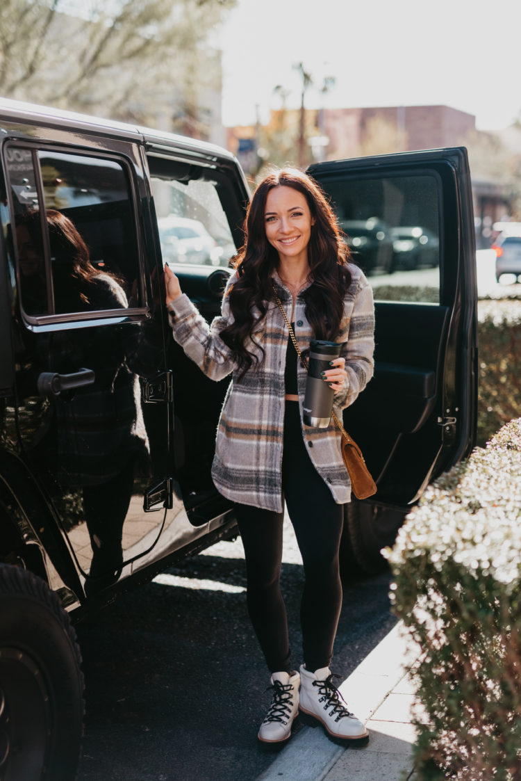 Wrangler Sherpa Flannel review featured by top Las Vegas fashion blogger, Outfits & Outings.
