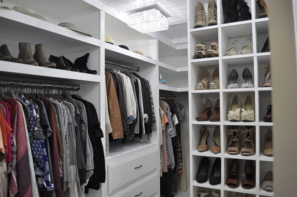 Small DIY walk in closet makeover - Closet Makeover by popular Las Vegas style blogger Outfits & Outings