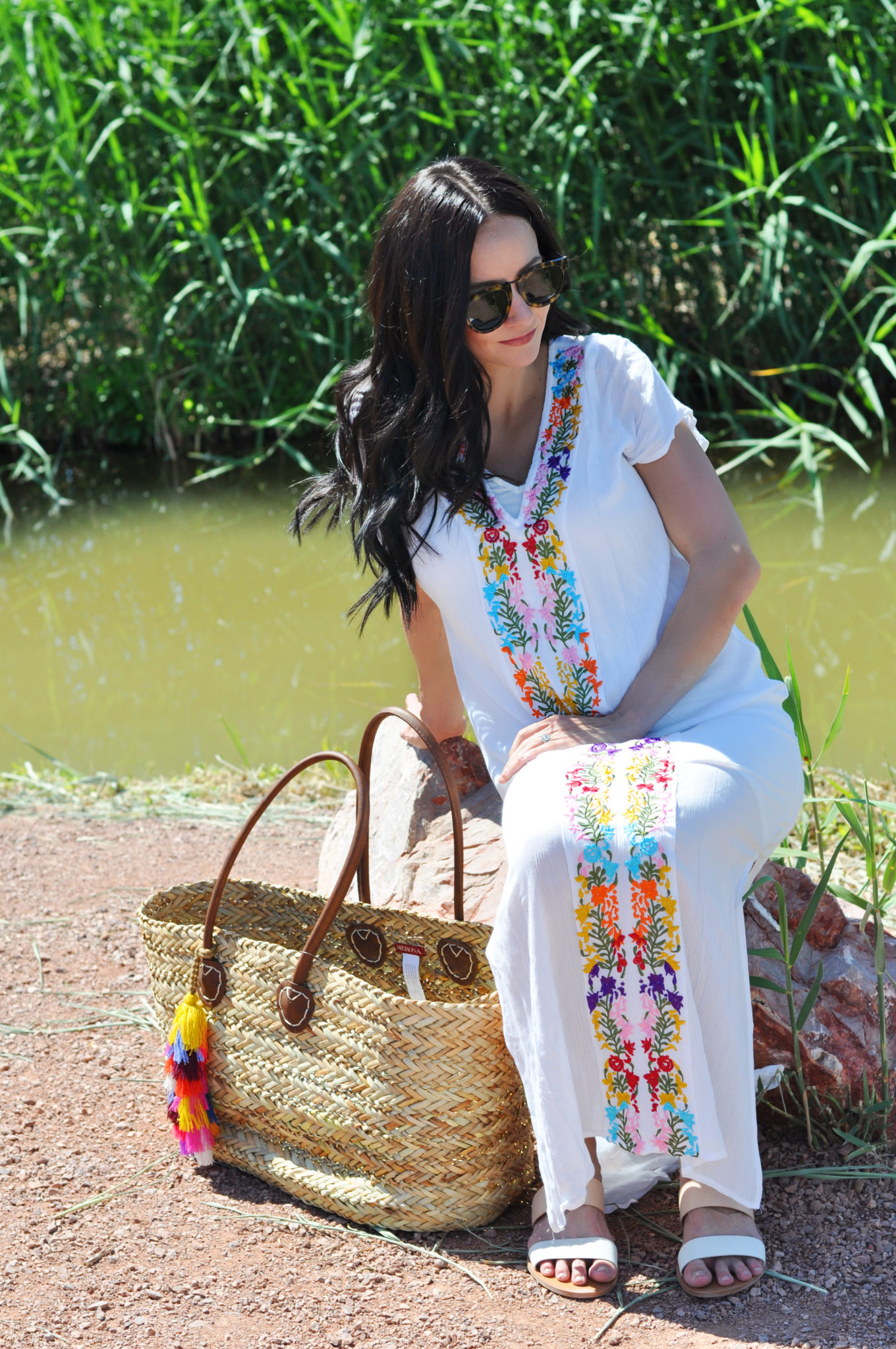 white floral embroidered maxi dress