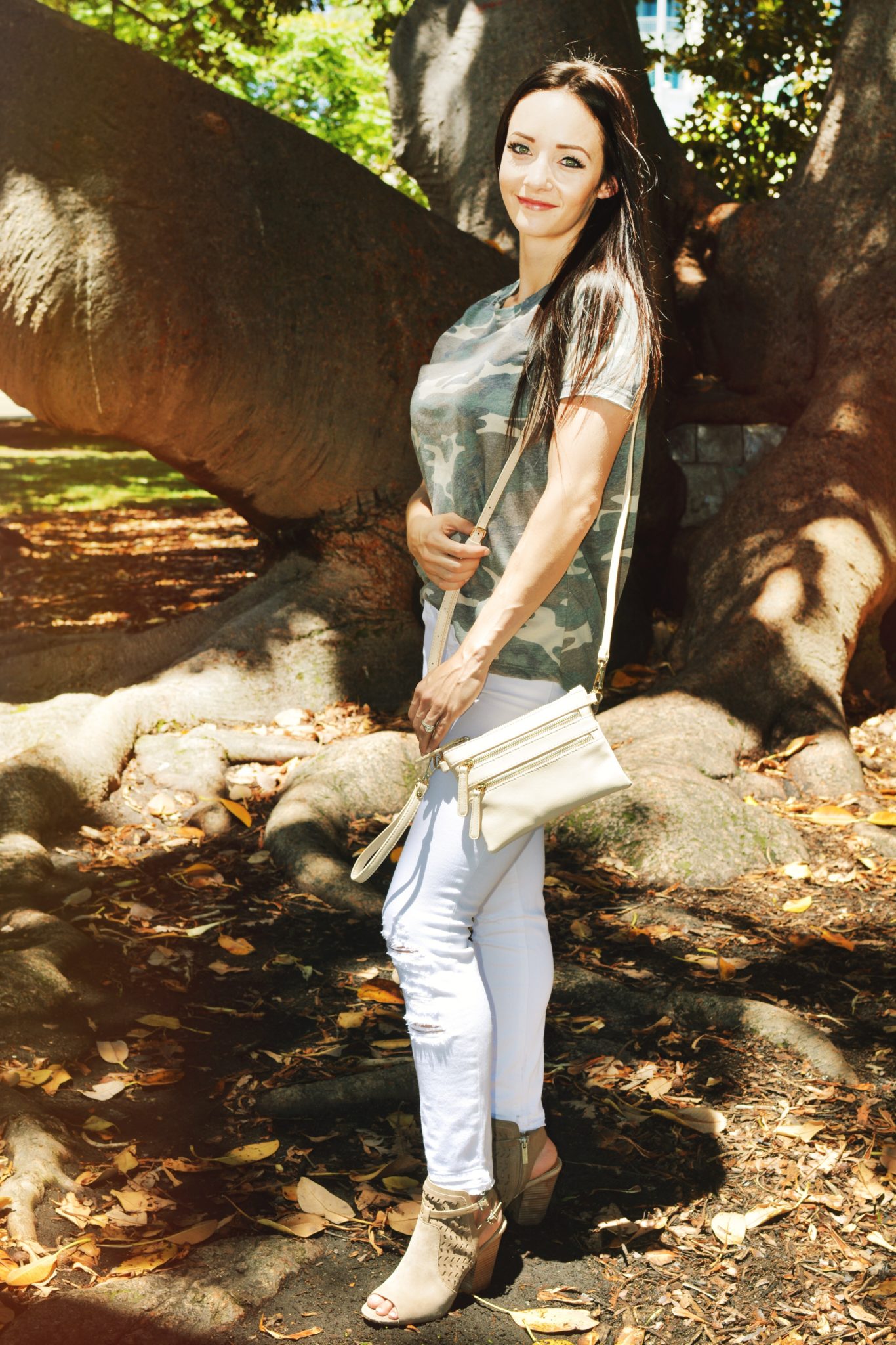 camo shirt with jeans