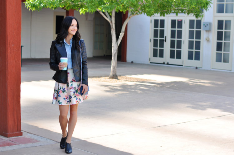 Spring Leather Jacket styled by popular Las Vegas fashion blogger, Outfits & Outings