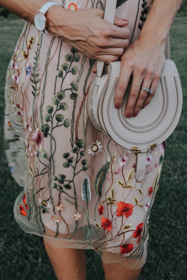chloe marcie mini cross body bag, blush embroidered skirt