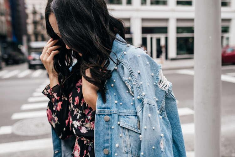 oversized embellished denim jacket nyfw outfit