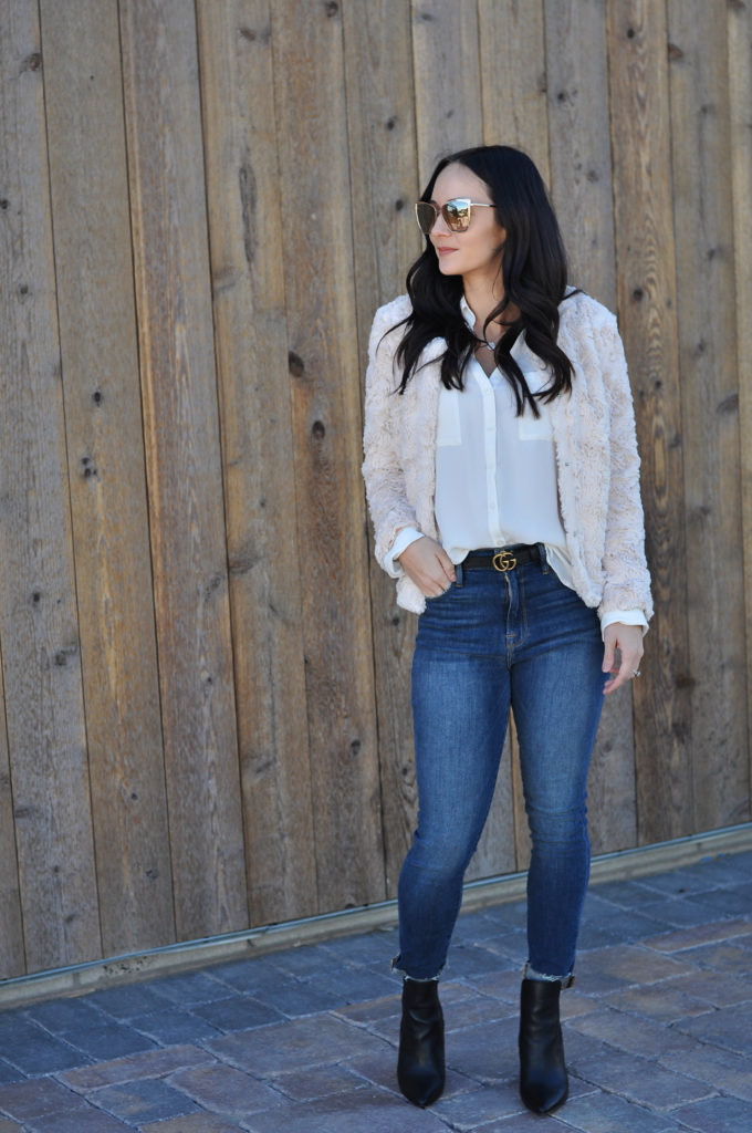 Blush fur jacket and a Giveaway | Outfits & Outings