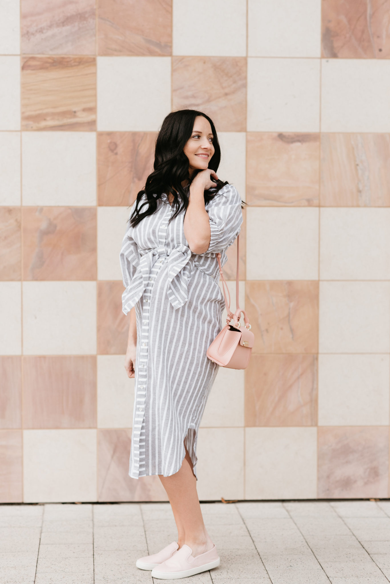 Anthropologie Striped Shirt Dress featured by popular Las Vegas fashion blogger Outfits & Outings