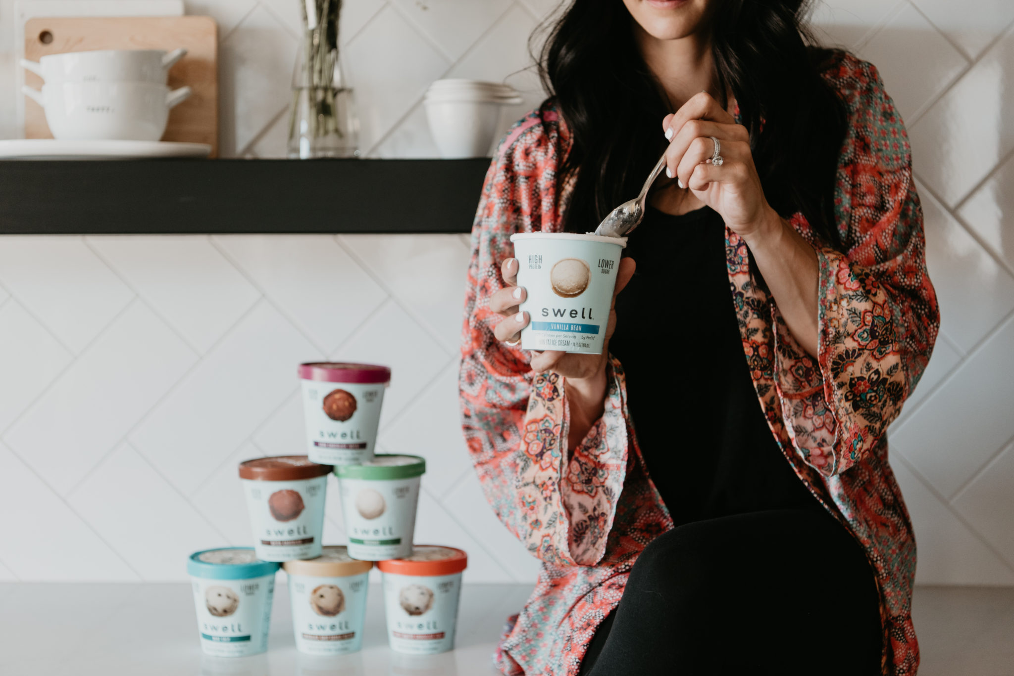 Popular Las Vegas life and style blogger, Outfits & Outings, eating her favorite Swell Ice Cream