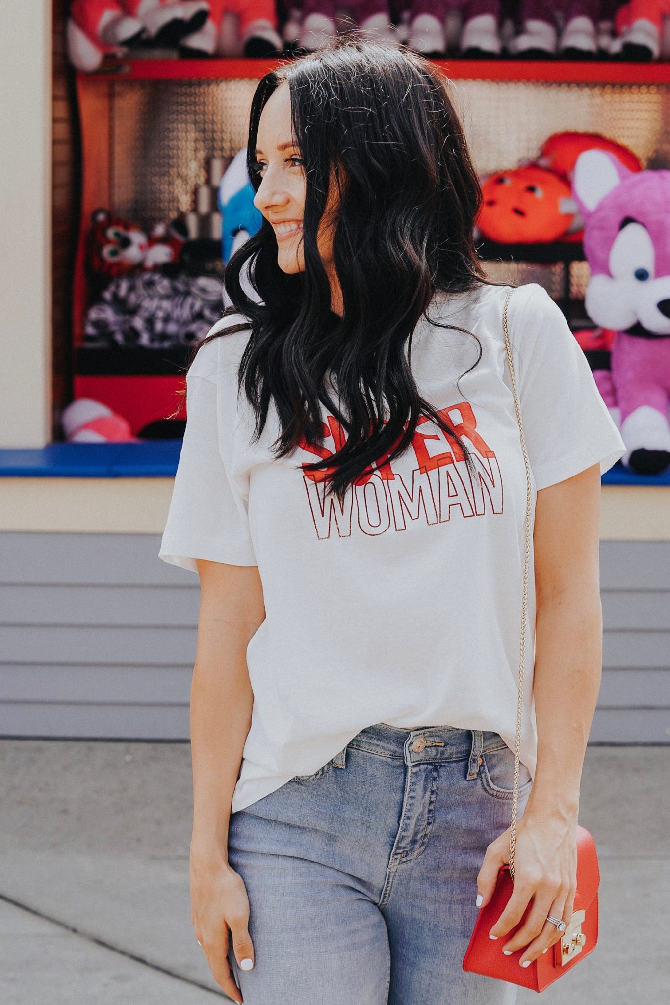 Rebeccah Minkoff Super Woman Tee Shirt styled by popular Las Vegas fashion blogger, Outfits & Outings
