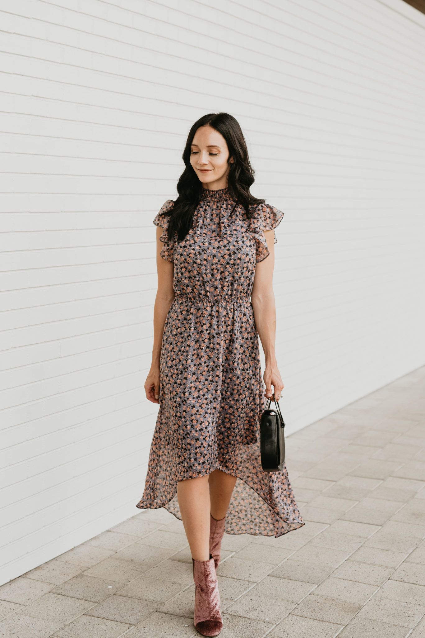 Macy's High Low Floral Dress styled by top Las Vegas fashion blog, Outfits & Outings