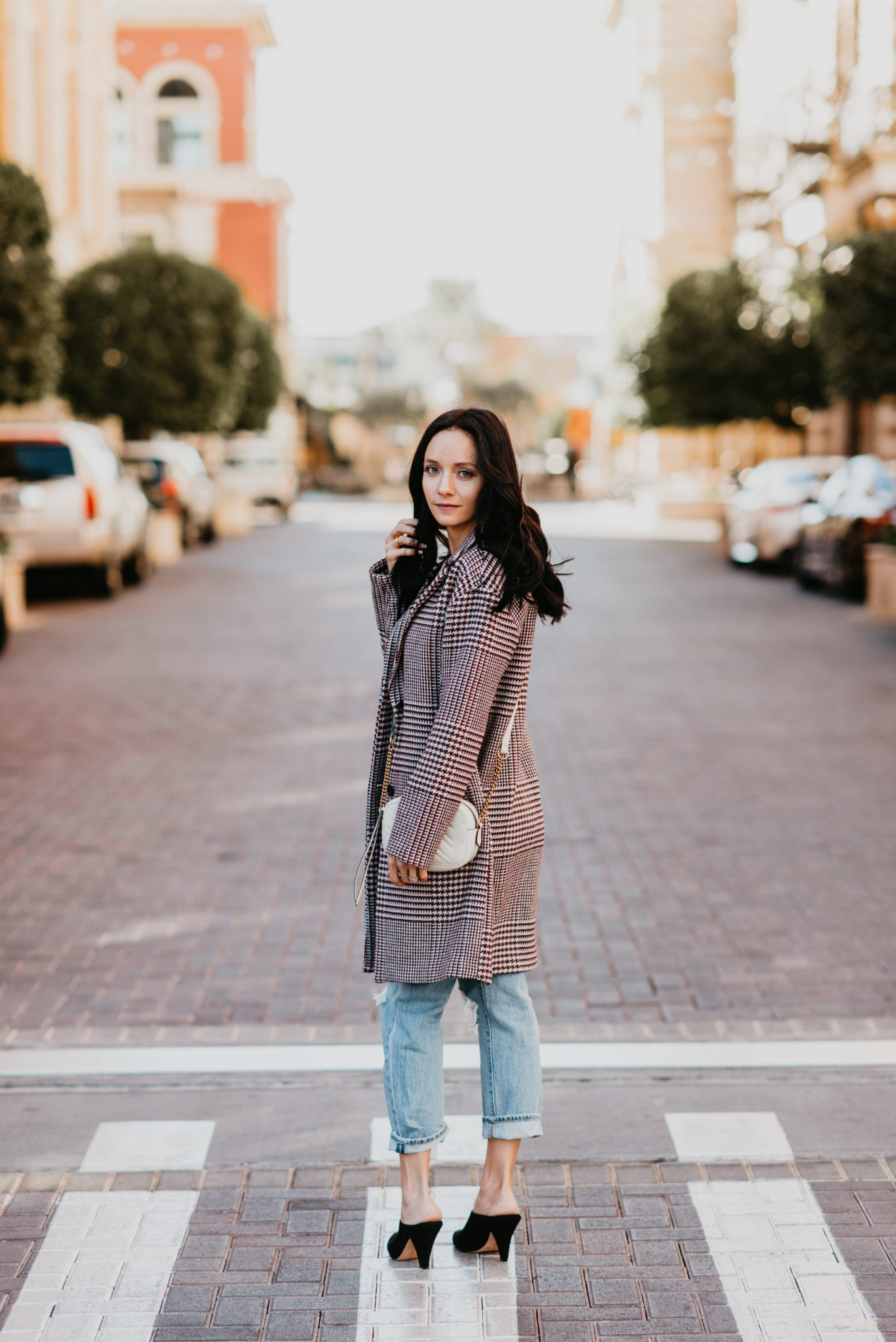 Bernardo plaid wool coat styled by top Las Vegas fashion blog, Outfits & Outings