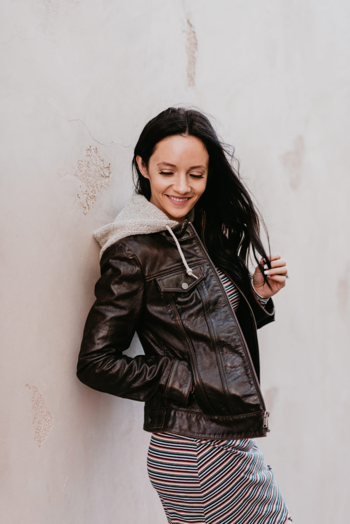 The Perfect Hooded Leather Jacket for Fall | Outfits & Outings
