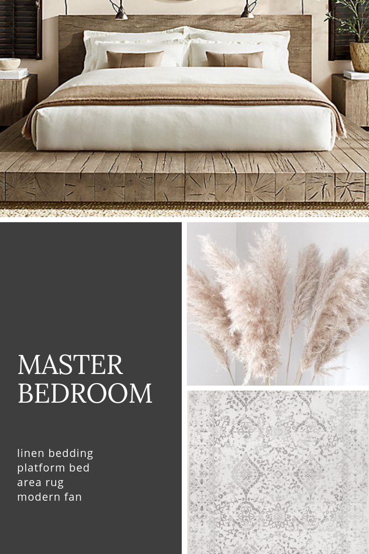 Modern Farmhouse Mood Board featured by top US life and style blog, Outfits & Outings: master bedroom