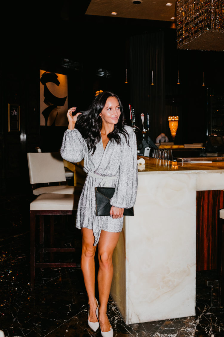 Holiday Sequin Dresses for Every Budget featured by top Las Vegas fashion blogger, Outfits & Outings: image of a woman wearing a Retrofete sequin dress.