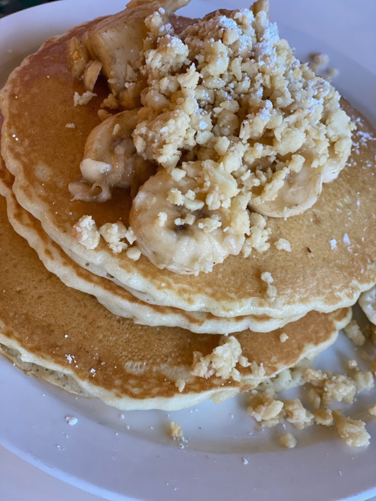 Best Restaurants in Maui by popular Las Vegas travel blog, Outfits and Outings: image of a plate of banana macadamia pancakes. 