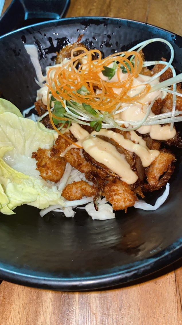 Best Restaurants in Maui by popular Las Vegas travel blog, Outfits and Outings: image of a bowl of fried poke. 